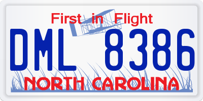 NC license plate DML8386