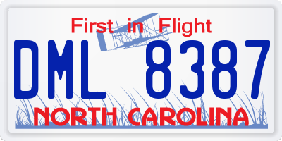 NC license plate DML8387