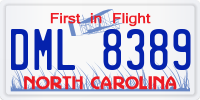 NC license plate DML8389