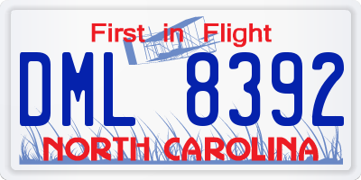 NC license plate DML8392