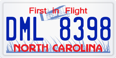 NC license plate DML8398