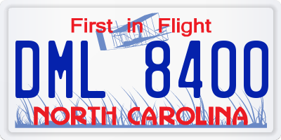 NC license plate DML8400