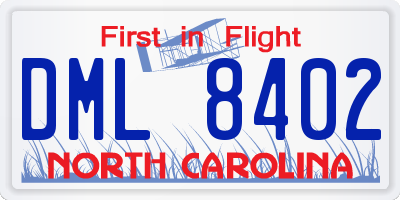 NC license plate DML8402