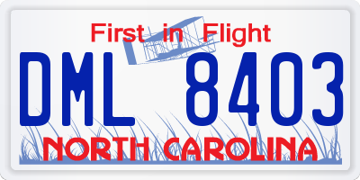 NC license plate DML8403