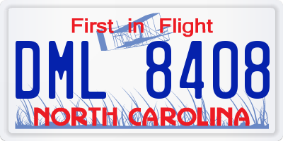 NC license plate DML8408