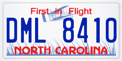 NC license plate DML8410