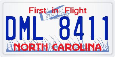 NC license plate DML8411