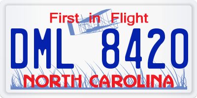 NC license plate DML8420