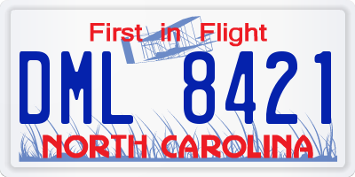 NC license plate DML8421