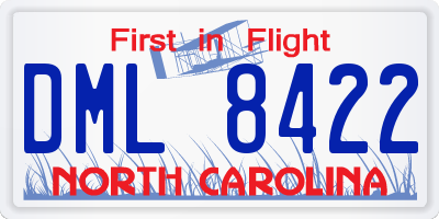 NC license plate DML8422