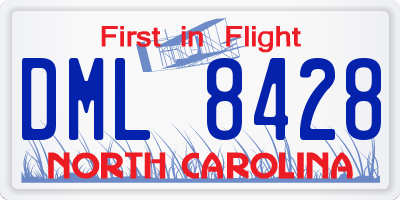 NC license plate DML8428