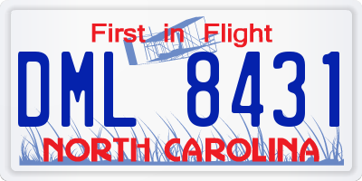 NC license plate DML8431