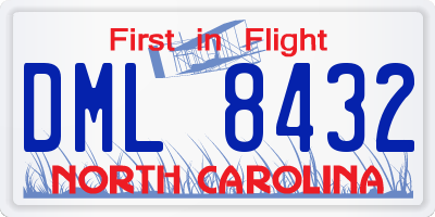 NC license plate DML8432