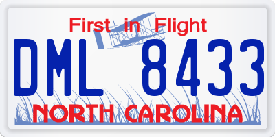 NC license plate DML8433