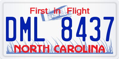 NC license plate DML8437