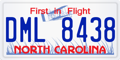 NC license plate DML8438