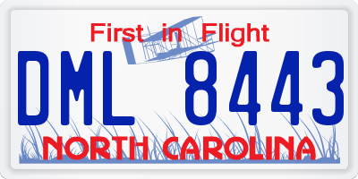 NC license plate DML8443