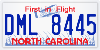 NC license plate DML8445