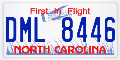 NC license plate DML8446