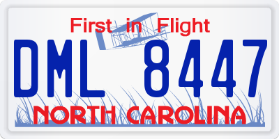 NC license plate DML8447