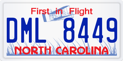 NC license plate DML8449