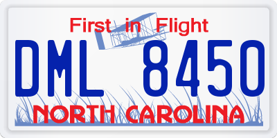 NC license plate DML8450