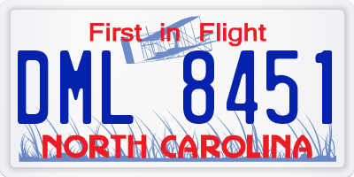 NC license plate DML8451