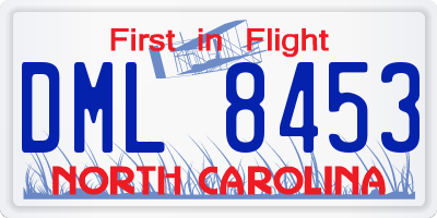 NC license plate DML8453