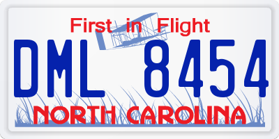 NC license plate DML8454