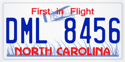 NC license plate DML8456