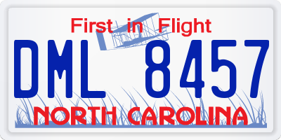 NC license plate DML8457