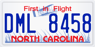 NC license plate DML8458