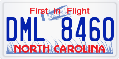 NC license plate DML8460