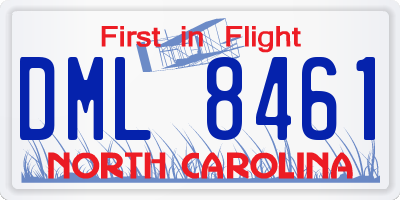 NC license plate DML8461