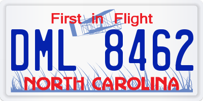 NC license plate DML8462