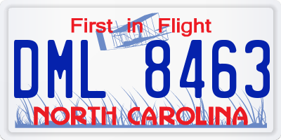 NC license plate DML8463