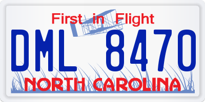 NC license plate DML8470