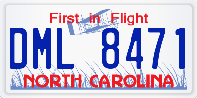 NC license plate DML8471