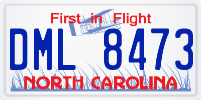 NC license plate DML8473