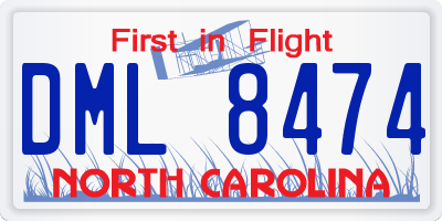 NC license plate DML8474