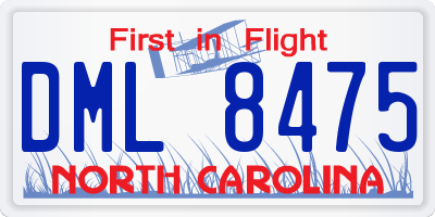 NC license plate DML8475