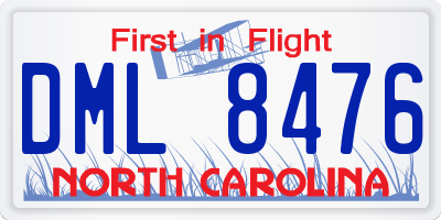 NC license plate DML8476