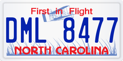 NC license plate DML8477