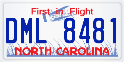 NC license plate DML8481