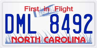 NC license plate DML8492