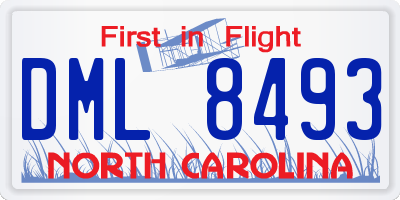 NC license plate DML8493