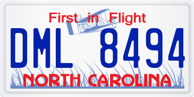 NC license plate DML8494