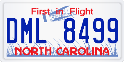 NC license plate DML8499