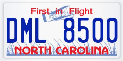 NC license plate DML8500