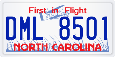 NC license plate DML8501